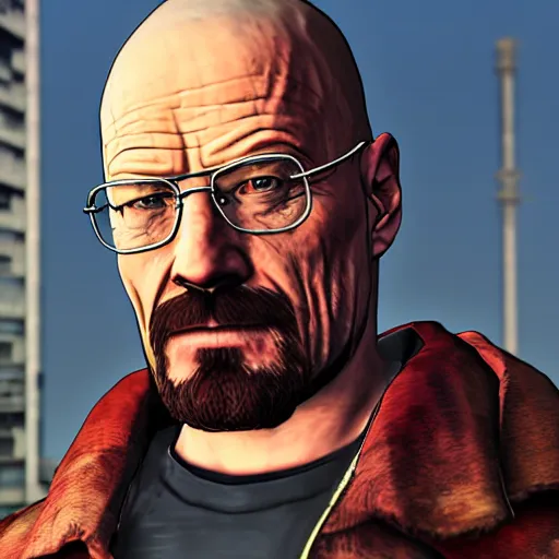 Image similar to walter white, gta 5 style, portrait, cyberpunk