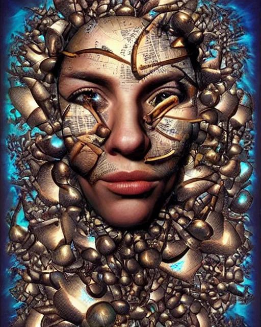 Prompt: mathematics themed surrealist art in the styles of igor morski, jim warren, and wangechi mutu, intricate, hyperrealistic, accurate facial details, profile picture with chromakey!!!!! background, volumetric lighting