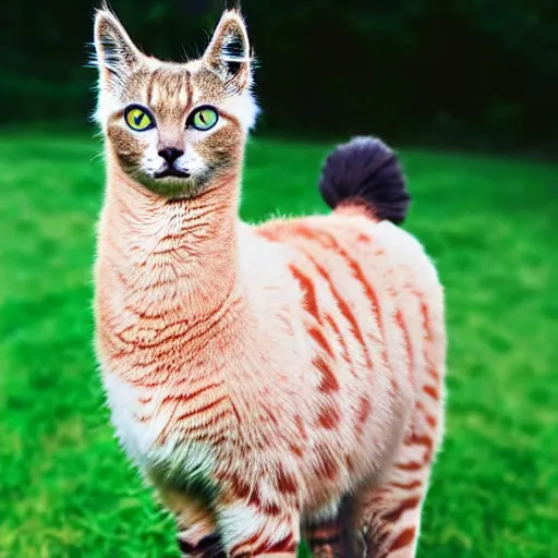 Image similar to a feline llama - cat - hybrid, animal photography