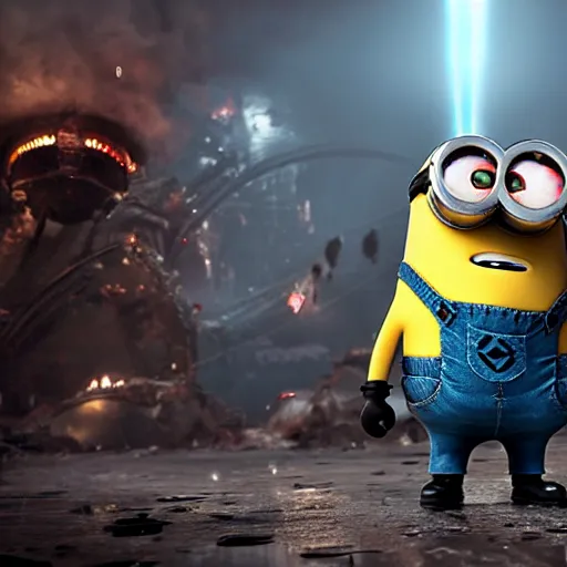 Minions from Despicable Me in 'Gears of War', splash | Stable Diffusion ...