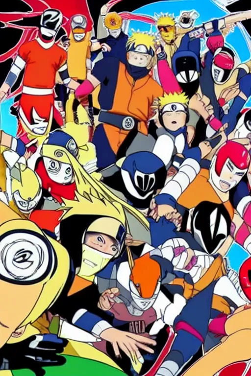 Image similar to naruto versus power rangers