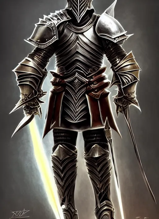 Prompt: portrait of an athletic male knight as a diablo 3 character, looking at camera, his armor is infused with lightning bolts, D&D, armor master, short hair, intricate, elegant, stylish, cute smile, fantasy, extremely detailed, digital painting, artstation, concept art, smooth, sharp focus, illustration, ambient lighting, art by artgerm and greg rutkowski and alphonse mucha and simon stalenhag