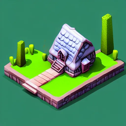 Image similar to Isometric 3D Fantasy Cute House, low poly, soft texture