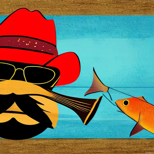 a fish with cowboy hat. The fish has a beard, | Stable Diffusion | OpenArt