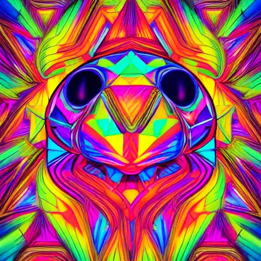 Image similar to a psychedelic neon technicolor portrait illustration of a mouse in geometric kaleidoscopic colors trending on artstation 4 k intricate extremely detailed digital art