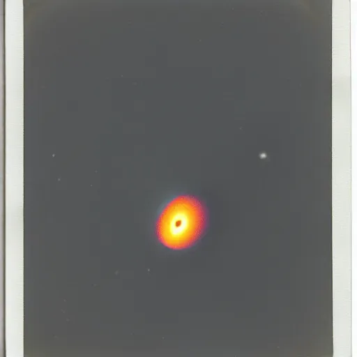 Prompt: polaroid photo of black hole in space, retro photography