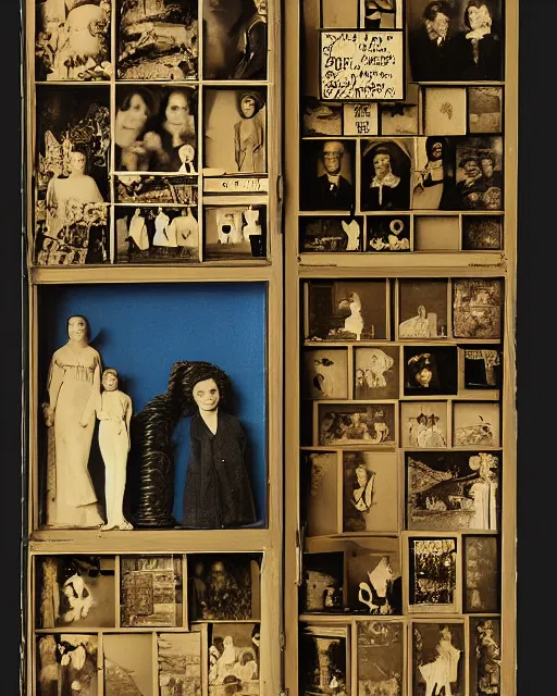 Image similar to a well - lit, detailed museum archive photograph of a memory box by joseph cornell