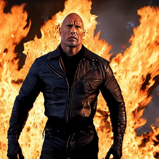 Image similar to dwayne johnson as ghost rider