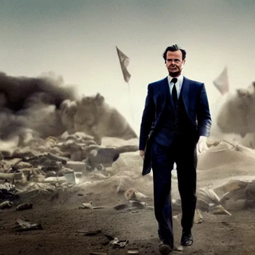 Image similar to kurdish capitalist wearing a suit, dressed smart, in a movie directed by christopher nolan, movie still frame, promotional image, imax 7 0 mm footage