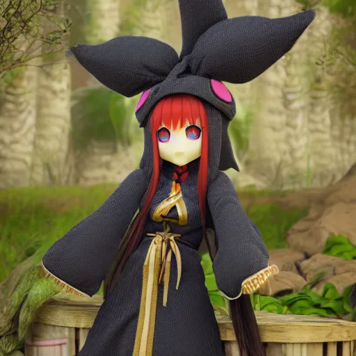 Prompt: cute fumo plush of the priestess of the temple of the harvest, plant maiden, vray