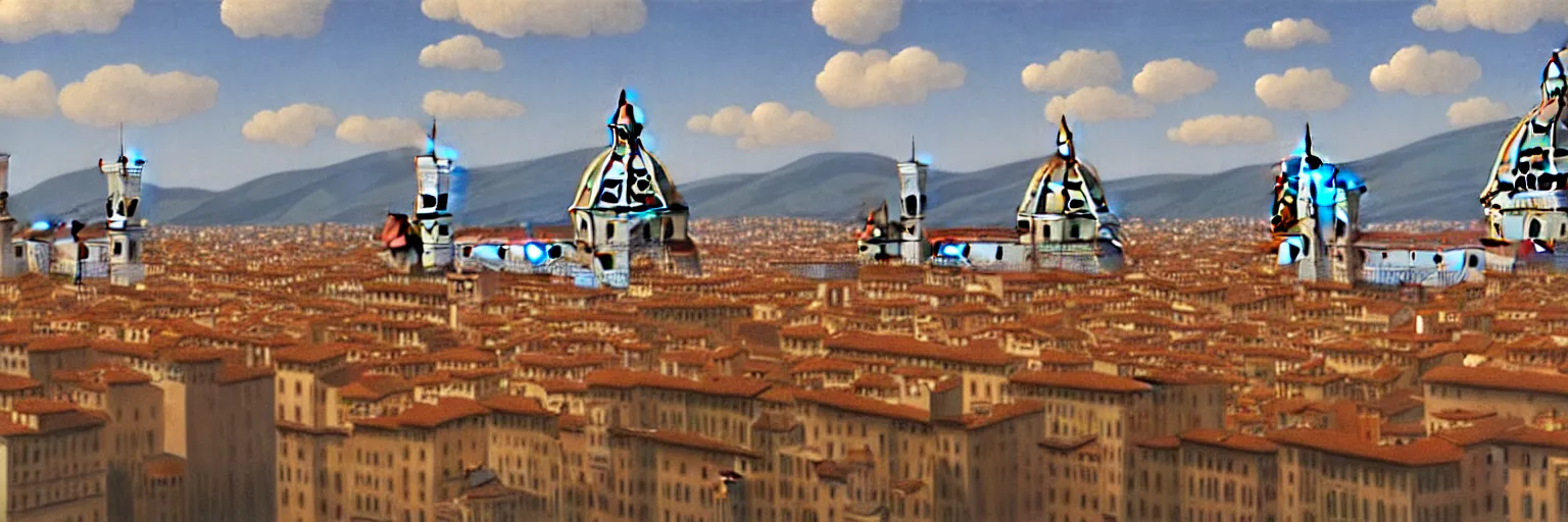 Image similar to florence cityscape oil painting magritte