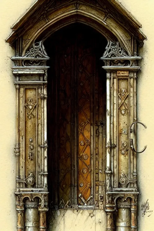 Image similar to ( ( ( ( ( complex medieval ornate door. muted colors. ) ) ) ) ) by jean - baptiste monge!!!!!!!!!!!!!!!!!!!!!!!!!!! high resolution