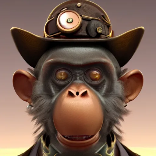 Image similar to steampunk monkey, portrait, concept art, rim light, octane render, anime, moebius, highly detailed