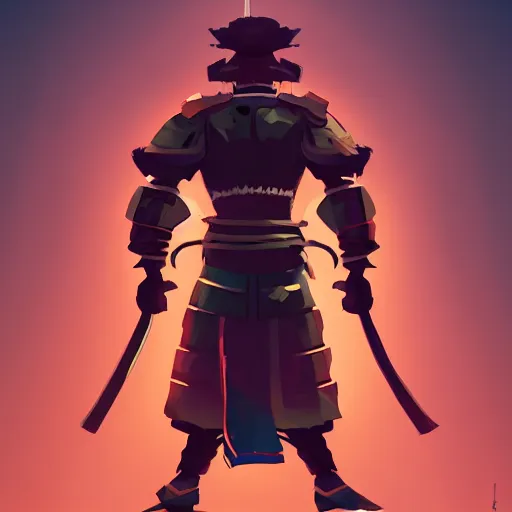 Image similar to upper body illustration ofa samurai master in full armor, he wears a demon mask, mattepainting concept blizzard pixar maya engine on stylized background splash comics global illumination lighting artstation, sharp focus, lois van baarle, ilya kuvshinov, rossdraws