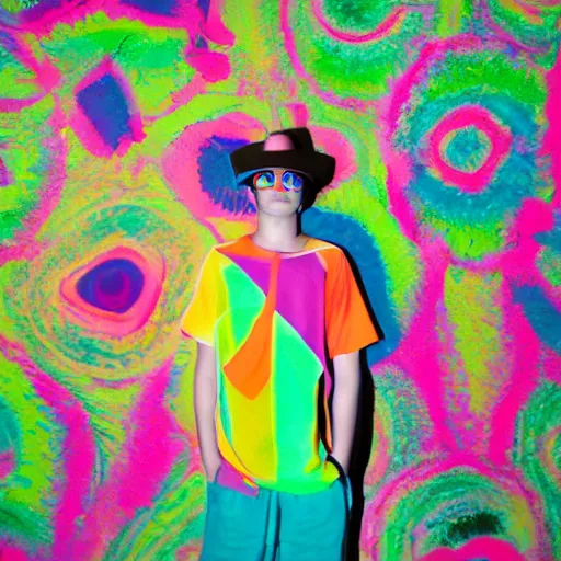 Image similar to a very mysterious colorful photo of a random person
