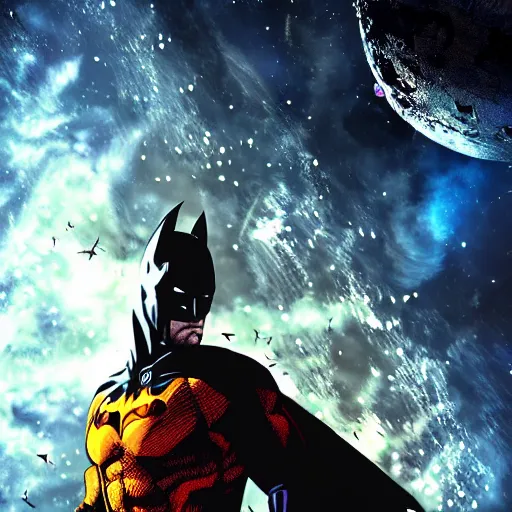 Image similar to batman meets groot in space digital art 4 k detailed super realistic