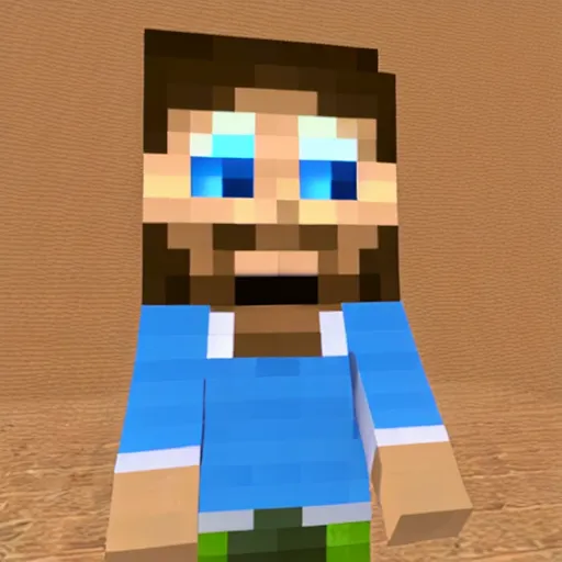 Image similar to a blue villager in minecraft