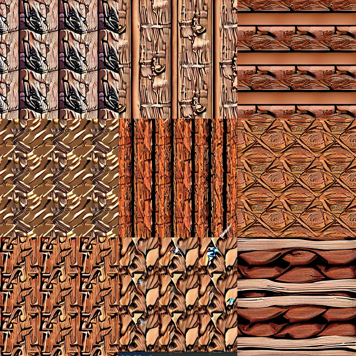 Prompt: seamless stylized cartoon wood bark texture