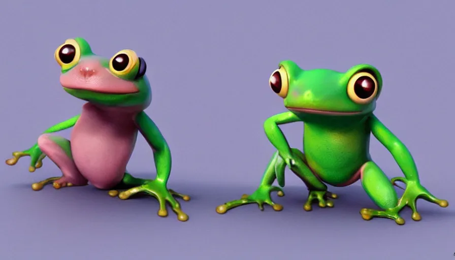 Image similar to very very very cute fur frogs by Max Kostenko and Bobby Chiu, disney, pixar, MPC, Framestore, character design for animation, video game character, cute, adorable, uplight, a lineup of characters, big disney eyes, symmetrical eyes, cuteness, 3d render, octane rendered, highly detailed, cinematic lightning, rendered by maya and houdini, highly detailed, unreal engine, Trending on Artstation, octane render, 4k, 8k, HD, oil on Canvas by Elena Zhurikhina and Goro Fujita and Charlie Bowater