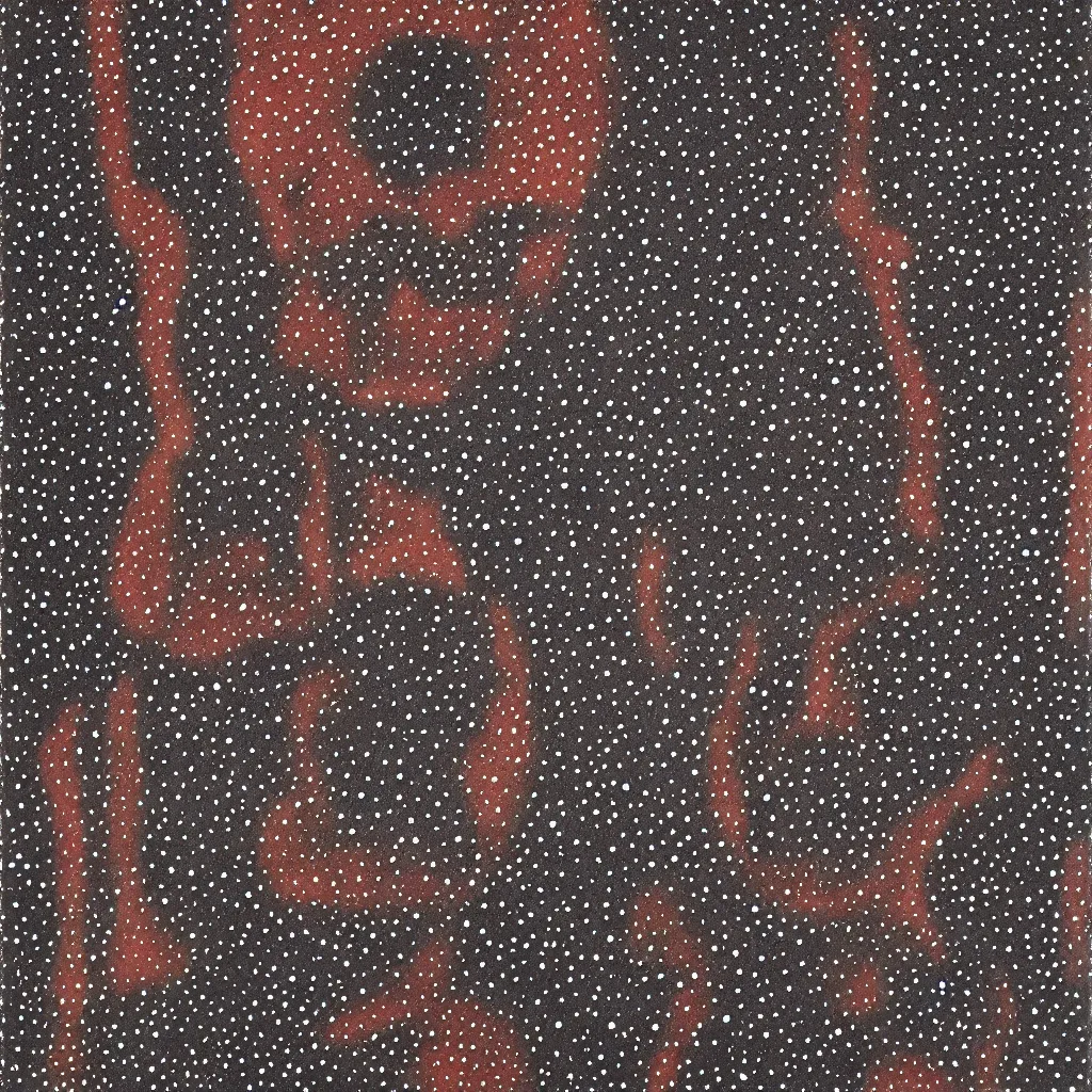 Image similar to face made out of planet, faceless people dark, dots, drip, stipple, pointillism, technical, abstract, minimal, style of francis bacon, asymmetry, pulled apart, cloak, hooded figure