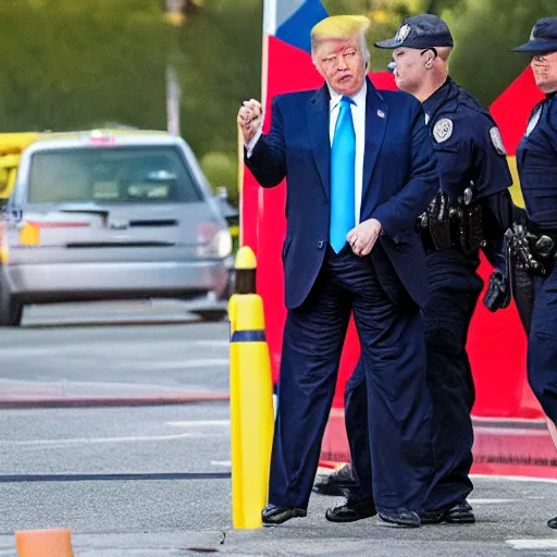 Prompt: trump getting arrested by himself