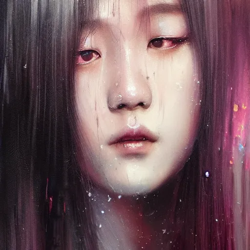 Prompt: jisoo of blackpink, hyperrealistic portrait, bladerunner street, art of elysium by karol bak and agnes cecile, fantasy art, photo realistic, dynamic lighting, artstation, poster, volumetric lighting, very detailed face, 8 k, award winning