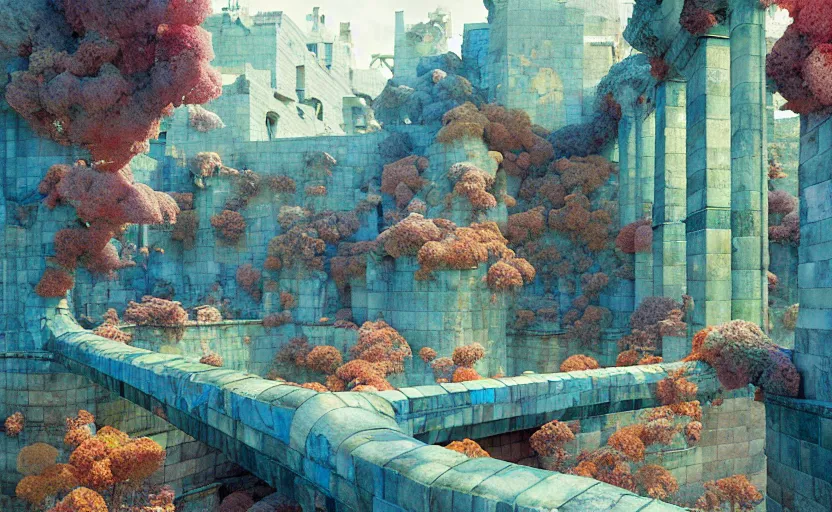 Image similar to tiled room squared waterway, aqueducts, fantasy. intricate, amazing composition, colorful watercolor, by ruan jia, by maxfield parrish, by marc simonetti, by hikari shimoda, by robert hubert, by zhang kechun, illustration, gloomy