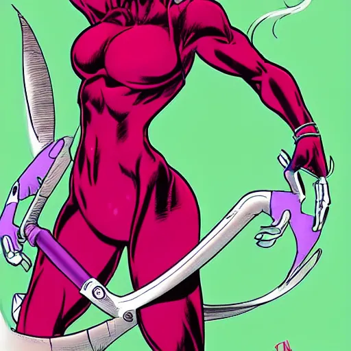 Image similar to Red Catgirl, the enemy of Purple Catgirl, drawn by Rob Liefeld.