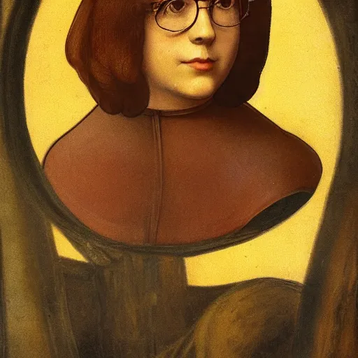 Image similar to Velma Dinkley painted by Leonardo da Vinci