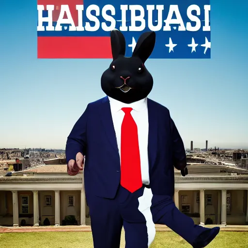 Image similar to hyper realistic big Chungus as the president of the United States of America. Award winning photography