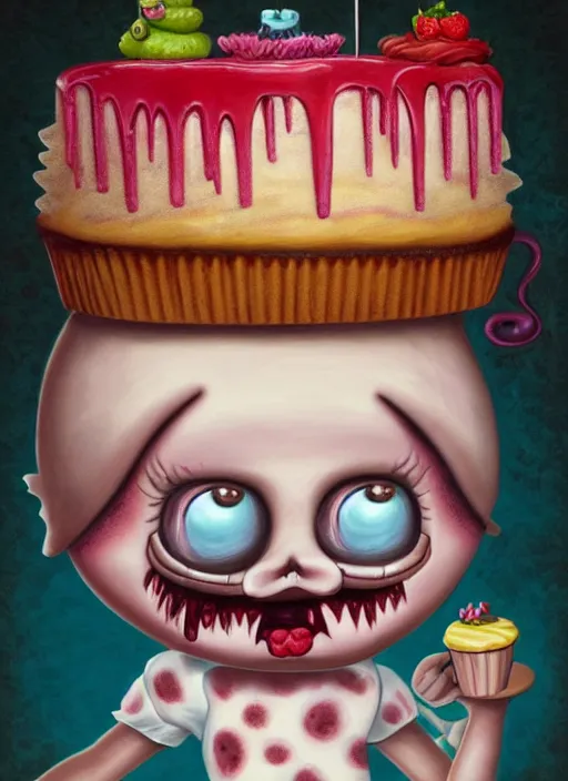 Image similar to fnafs eating cakes painted by mark ryden, detailed digital art, trending on Artstation