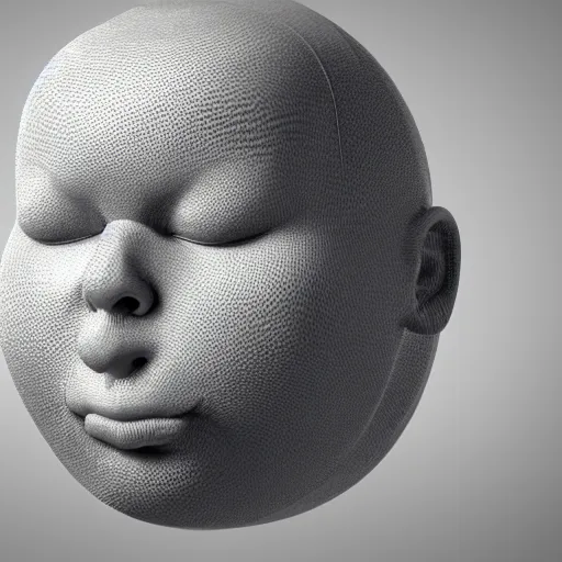 Prompt: blob with a detailed face and long rendered hair, 3 d render, rendered lighting