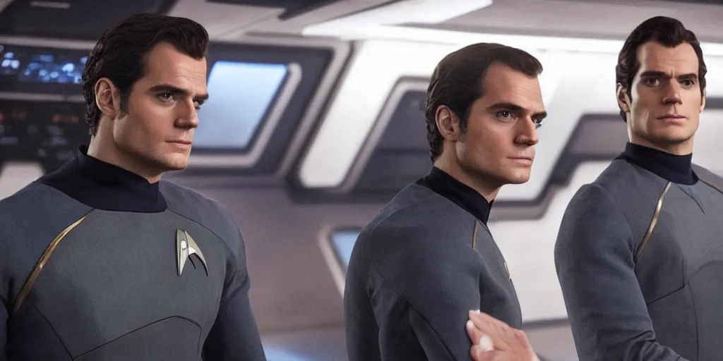 Prompt: Henry Cavill is the captain of the starship Enterprise in the new Star Trek movie