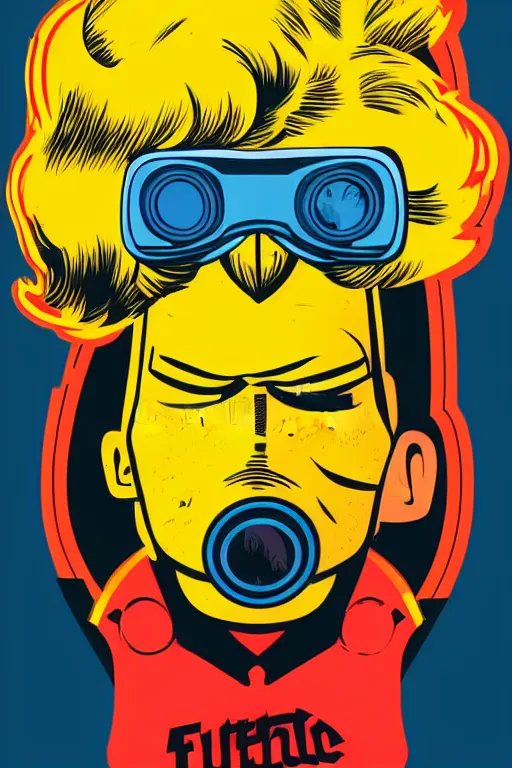 Image similar to fallout 7 6 retro futurist illustration art by butcher billy, sticker, colorful, illustration, highly detailed, simple, smooth and clean vector curves, no jagged lines, vector art, smooth andy warhol style