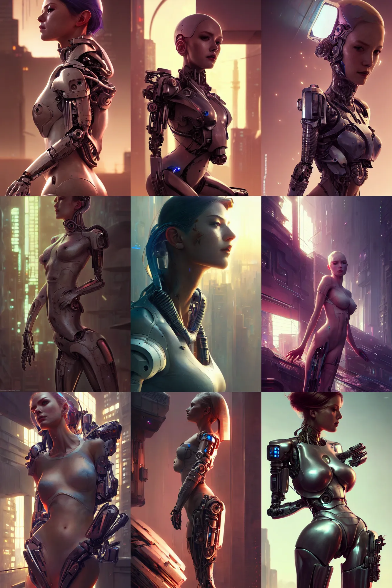 Prompt: broken beautiful female android!, sharp, mechanical, intricate detailed environment, photorealistic!, octane render, digital illustration, concept art, cinematic lighting, art, cinematic, cgsociety, hyper realism, cyberpunk 8 k. by artgerm and maciej kuciara and moebius and and rossdraws and greg rutkowski and alphonse mucha