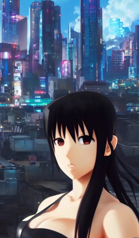 Prompt: anime fine details portrait of Tifa Lockhart in front of cyberpunk moder city landscape on the background deep bokeh, close-up view, anime masterpiece by Studio Ghibli. 8k, sharp high quality anime, artstation