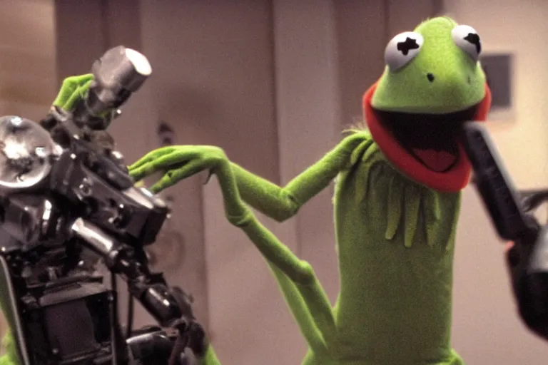 Image similar to VFX movie where Kermit the Frog plays the Terminator by James Cameron