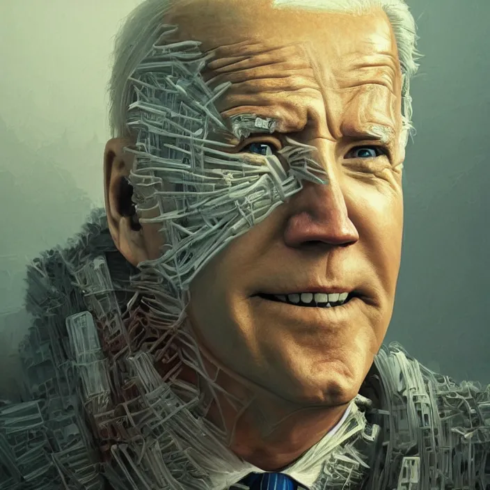 Image similar to portrait of joe biden as skeleton. Fading away. burning dust. intricate abstract. intricate artwork. by Tooth Wu, wlop, beeple, dan mumford. octane render, trending on artstation, greg rutkowski very coherent symmetrical artwork. cinematic, hyper realism, high detail, octane render, 8k, iridescent accents