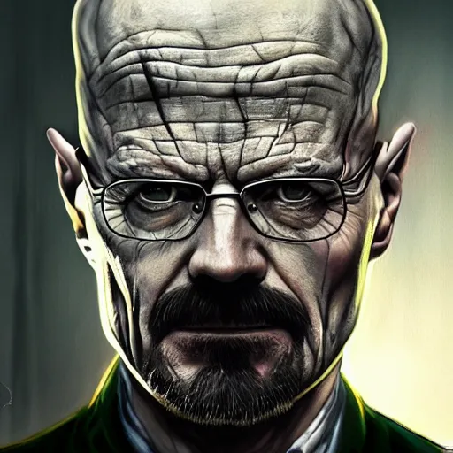 Prompt: Walter White as a Zombie, undead, portrait, fantasy, medieval, vivid colors, elegant, concept art, sharp focus, beautiful face, digital art, Hyper-realistic, 4K, Unreal Engine, Highly Detailed, HD, Dramatic Lighting by Brom, trending on Artstation