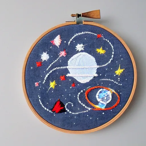 Image similar to Liminal space in outer space!!!, embroidery