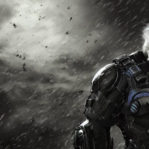 Image similar to 'Albert Einstein'! as Batman in Gears of War, splash art, movie still, detailed face, cinematic lighting, dramatic, octane render, long lens, shallow depth of field, bokeh, anamorphic lens flare, 8k, hyper detailed, 35mm film grain