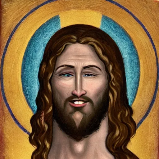 Image similar to portrait of jesus christ as an ugly troll