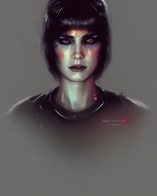 Image similar to a close up portrait of replicant rachael from blade runner, foggy background, digital art by ross tran and angel ganev, highly detailed, trending on artstationhq