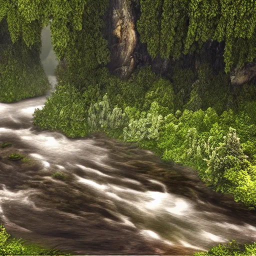 Prompt: A realistic beautiful natural landscape of a river, 4k resolution, hyper detailed