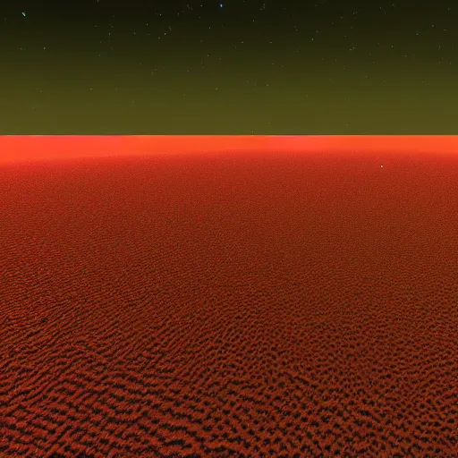 Image similar to a cubic planet filled with dark red oceans and yellow vegetation