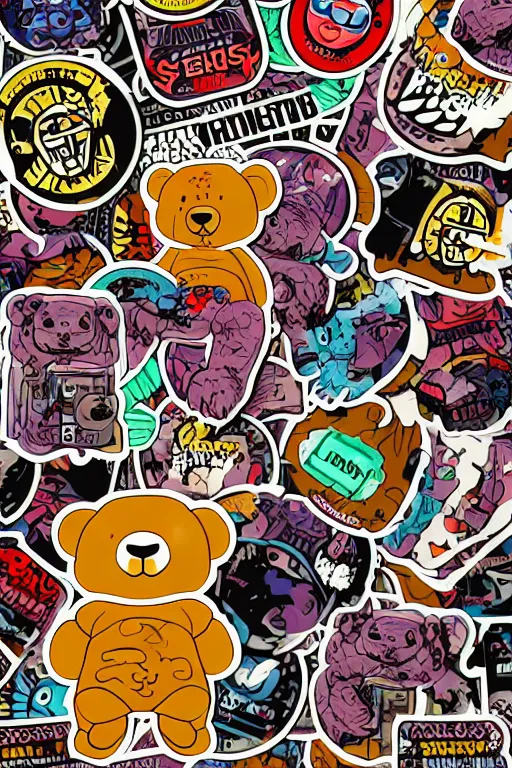 Image similar to in the style of max prentis and deathburger and laurie greasley a vector e-sports sticker portrait of an evil teddy bear, highly detailed, colourful, 8k wallpaper