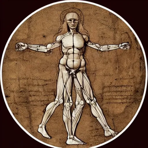 Image similar to anatomically correct vitruvian woman by leonardo da vinci