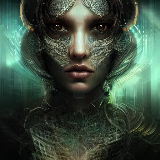 Prompt: Very very very very highly detailed epic central composition photo of face, intricate, dystopian, sci-fi, extremely detailed, digital painting, sharp focus, illustration, intimidating lighting, incredible art by Anna Dittmann