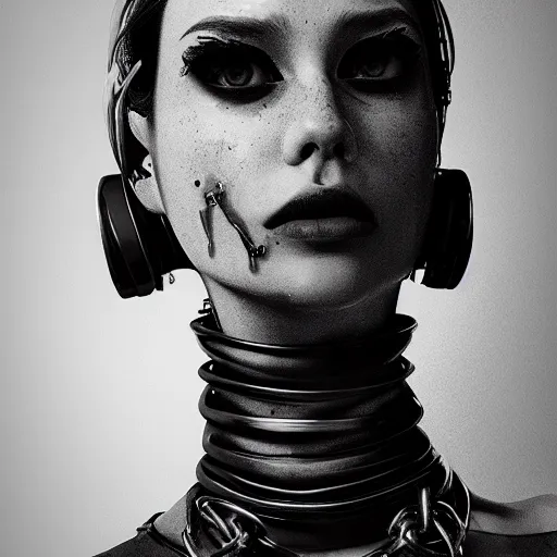 Prompt: detailed realistic female character cyberpunk wearing thick steel collar around neck, realistic, art, beautiful, 4K, collar, choker, collar around neck, punk, artstation, detailed, female, woman, choker, cyberpunk, neon, punk, collar, choker, collar around neck, thick collar, choker around neck, wearing choker, wearing collar,