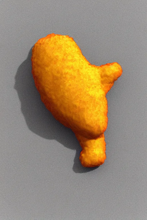 Image similar to zeppelin in the shape of a chicken nugget, 3D render